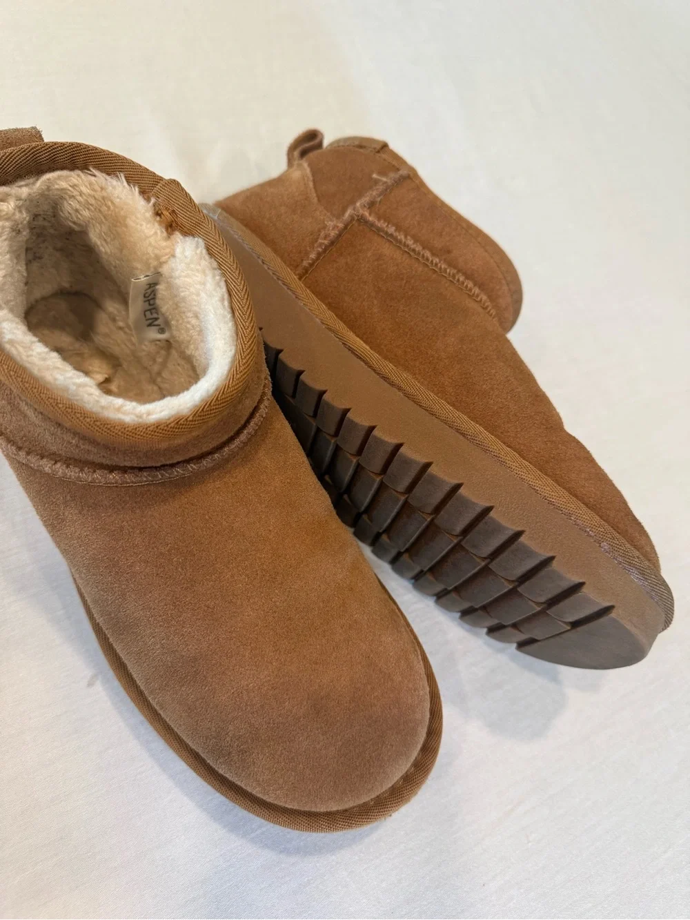 Aspen Chestnut Ultra Mini Faux Fur Lined Ankle Boots Size 7